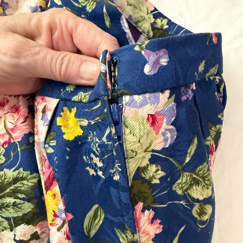 VINTAGE Cotton Jacquard Floral Midi Skirt Cottage‎ Floral 12 M - Picture 6 of 12